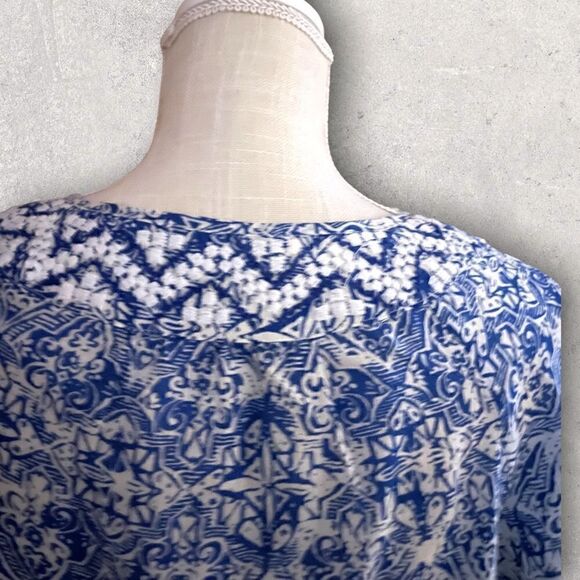Lucky Brand | EUC Women’s Print Cotton Peasant Top Embroidered Detail Size S - Picture 9 of 11